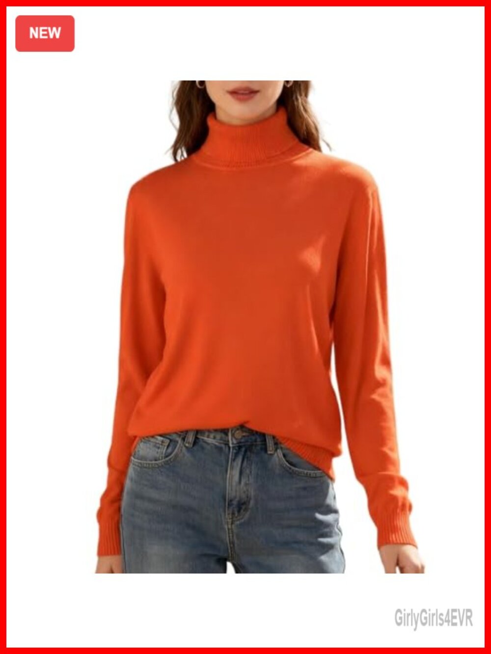 Women's Turtleneck Pullover Sweater Long Sleeve Rib Knit Lightweight High